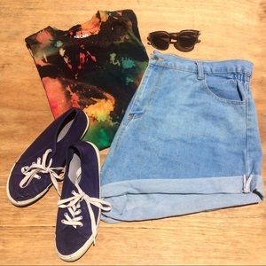 NWOT UNWORN 3x Light wash cuffed denim mom shorts